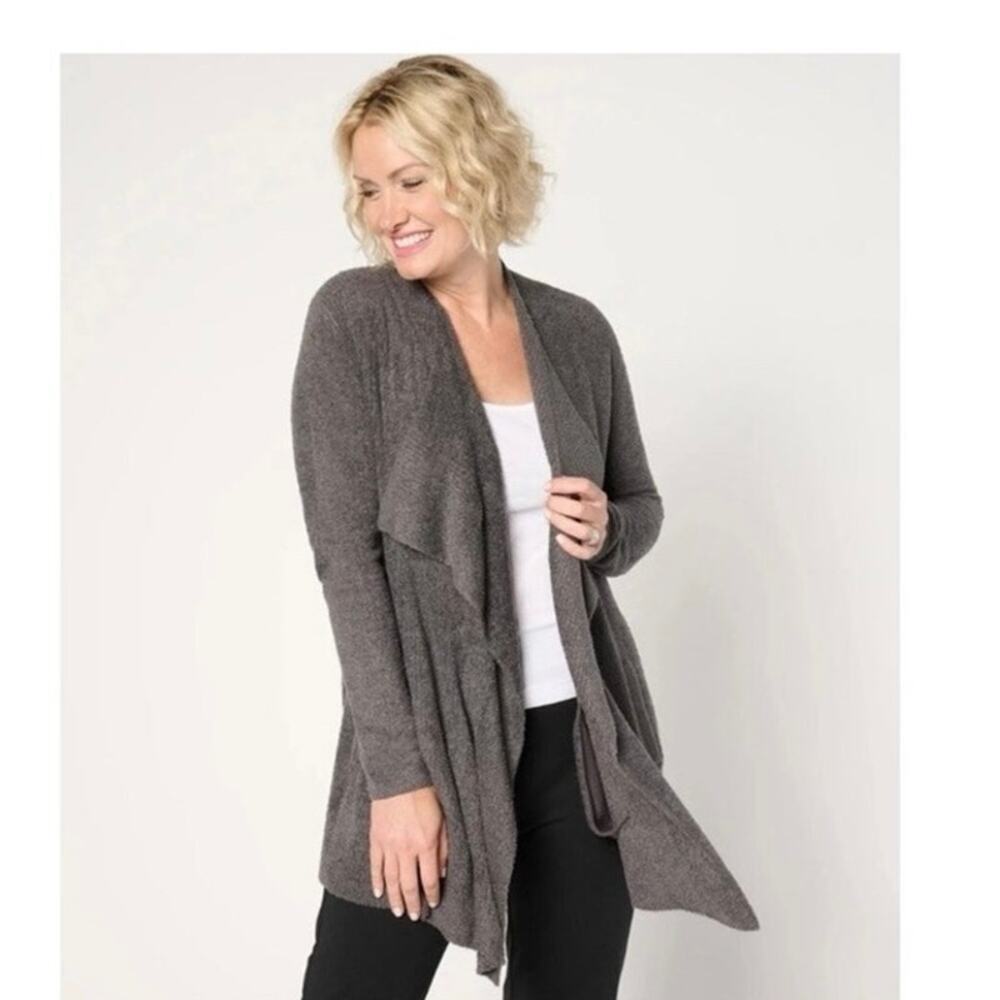Barefoot Dreams Regular CozyChic Lite Ribbed Island Wrap Cardigan Carbon 3X
